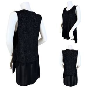 Red Haute Semi Sheer Panel Heather Black Tank Top SZ S $79